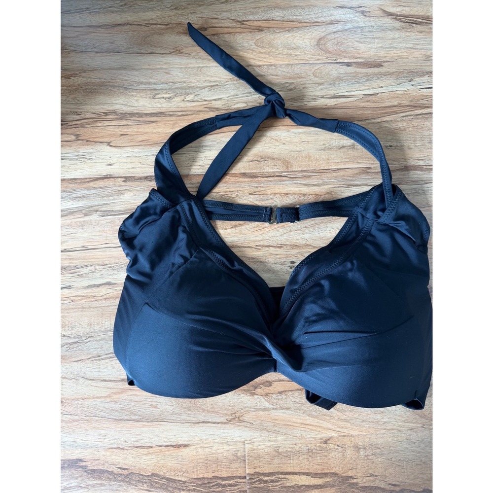 Tempt Me Black Twist Front Halter Bikini Top XL New‎ With Tags